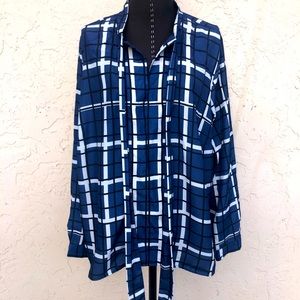 Eloquii blouse navy white striped tunic top women’s curvy size 20 career